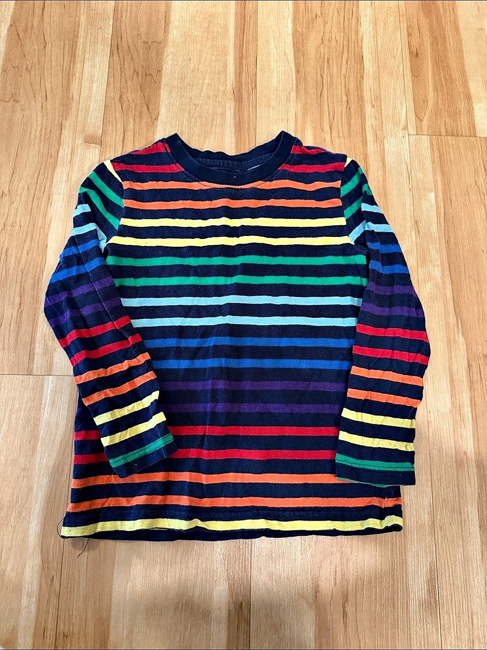 Primary Rainbow Stripe Long Sleeve tee